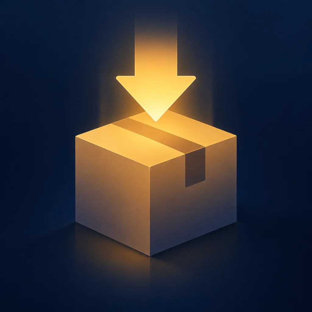 Illustration of a sealed shipping box representing a software package