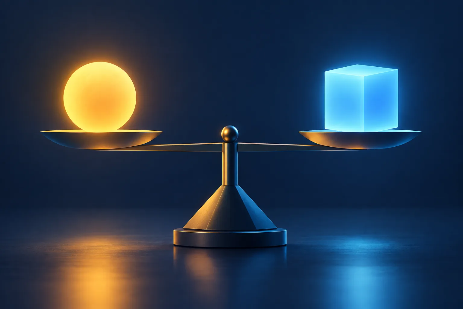 Illustration of two archive shapes balanced on a weighing scale